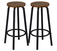 WOLTU Tabourets de Bar Lot de 2, Tabouret Haut 72cm, Hêtre | Tabouret Haute Rond, avec Repose-Pieds, Métal Pieds, Foncé, pour Cuisine, Salon, Salle à Manger