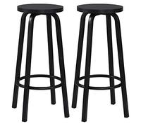 WOLTU Tabourets de Bar Lot de 2, Tabouret Haut 72cm, Noir