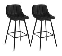 WOLTU Tabourets de Bar Lot de 2, Tabourets Hauts avec Repose-Pieds Assise en Velours Pieds en métal,Noir