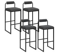 WOLTU Tabourets de Bar Lot de 4, Chaise avec Dossier, Velours, Gris Foncé