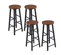WOLTU Tabourets de Bar Lot de 4, Chaise Bar Cuisine Haute, avec Repose-Pieds, Structure en Acier Stable, pour Bistrot et Salle à Manger, Design Industriel, Hêtre Foncé
