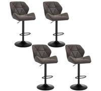 WOLTU Tabourets de Bar, Lot de 4, Hauteur Réglable, Chaise de Bar Pivotante | Chaise Haute Bar, avec Dossier et Repose-Pieds, en PU, Gris, pour Bar, Cuisine, Salle à Manger