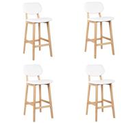 WOLTU Tabourets de Bar Lot de 4,Tabouret de Cuisine Design en Cuir Artificiel et Bois, Blanc, BH51ws-4