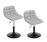 WOLTU Tabourets de Maquillage Rond Lot de 2, Chaise Coiffeuse Chambre Réglables en Hauteur, Tabourets Rembourrés en Chenille, Gris, BH408gr-2
