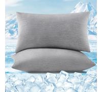 WOLTU Taie d'oreiller Rafraîchissante Lot de 2, Housses d'oreiller Respirant à Double Face, Arc-Chill, Q-Max > 0,45, avec Fermeture Éclair Cachée, Lavable en Machine, 50x70 cm, Gris