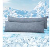 WOLTU Taie d'oreiller Rafraîchissante Lot de 2, Housses d'oreiller Respirant à Double Face, Arc-Chill, Q-Max > 0,45, avec Fermeture Éclair Cachée, Lavable en Machine, 40x145 cm, Bleu