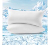 WOLTU Taie d'oreiller Rafraîchissante Lot de 2, Housses d'oreiller Respirant à Double Face, Arc-Chill, Q-Max > 0,45, avec Fermeture Éclair Cachée, Lavable en Machine, 40x80 cm, Blanc