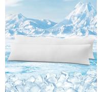 WOLTU Taie d'oreiller Rafraîchissante Lot de 2, Housses d'oreiller Respirant à Double Face, Arc-Chill, Q-Max > 0,45, avec Fermeture Éclair Cachée, Lavable en Machine, 40x145 cm, Blanc