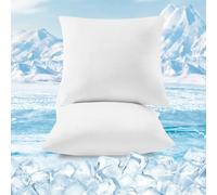 WOLTU Taie d'oreiller Rafraîchissante Lot de 2, Housses d'oreiller Respirant à Double Face, Arc-Chill, Q-Max > 0,45, avec Fermeture Éclair Cachée, Lavable en Machine, 40x40 cm, Blanc