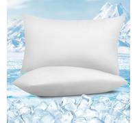 WOLTU Taie d'oreiller Rafraîchissante Lot de 2, Housses d'oreiller Respirant à Double Face, Arc-Chill, Q-Max > 0,45, avec Fermeture Éclair Cachée, Lavable en Machine, 50x70 cm, Blanc
