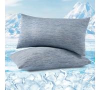 WOLTU Taie d'oreiller Rafraîchissante Lot de 2, Housses d'oreiller Respirant à Double Face, Arc-Chill, Q-Max > 0,45, avec Fermeture Éclair Cachée, Lavable en Machine, 30x50 cm, Bleu
