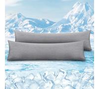 WOLTU Taie d'oreiller Rafraîchissante Lot de 2, Housses d'oreiller Respirant à Double Face, Arc-Chill, Q-Max > 0,45, avec Fermeture Éclair Cachée, Lavable en Machine, 40x145 cm, Gris