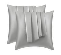 WOLTU Taie Oreiller Satin, Lot de 2, Taie d'oreiller 40 x 40 cm, Housse Oreiller, Soin des Cheveux et de La Peau, Fermeture Éclair Cachée, Gris