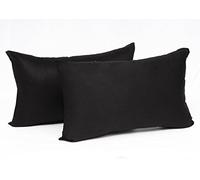 WOLTU Taies d'Oreillers Seulement, en 100% Coton 2 pièces, utilisé pour Maison, Bureau, Salon, 30x50 cm Noir, (Taies d'Oreillers Seulement, Aucun Remplissage)