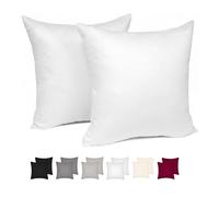 WOLTU Taies d'Oreillers Seulement, en 100% Coton 2 pièces, utilisé pour Maison, Bureau, Salon, 50x50 cm Blanc, (Taies d'Oreillers Seulement, Aucun Remplissage)