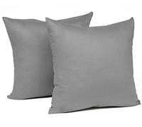 WOLTU Taies d'Oreillers Seulement, en 100% Coton 2 pièces, utilisé pour Maison, Bureau, Salon, 50x50 cm Gris Foncé, (Taies d'Oreillers Seulement, Aucun Remplissage)