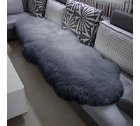 WOLTU Taips en Peau de Mouton Véritable, 180-210cm, Tapis de Décoration avec Fourrure Naturelle et Longue, Gris Clair