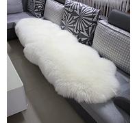WOLTU Taips en Peau de Mouton Véritable, 180-210cm, Tapis de Décoration avec Fourrure Naturelle et Longue, Blanc