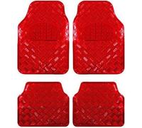 WOLTU Tapis de voiture universel lot de 4,Tapis plastique,Tapis Moquette,tapis de sol pour voiture en PVC, Rouge