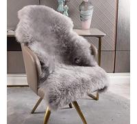 WOLTU Tapis en Fausse Fourrure Moelleux, Tapis Peau de Mouton Synthétique d'Imitation Toison Duveteuse, adapté au canapé et avec Fonction décorative, 60 x 90 cm, Gris Clair
