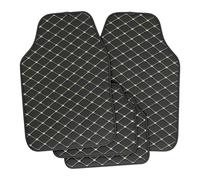 WOLTU Tapis Voiture Universel, Tapis de Voiture Antidérapant, 4 Pièces, en Cuir Artificiel,Noir + Beige Blanche