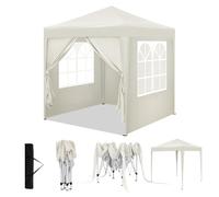 WOLTU Tonnelle de Jardin 2x2m Pop up Pergola Pliante avec 4 parois Beige | UPF 50+ UV, imperméable, hauteur ajustable, vent stable, 4 parois, Jardin