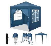 WOLTU Tonnelle de Jardin 2x2m Pop up Pergola Pliante avec 4 parois Bleu | UPF 50+ UV, imperméable, hauteur ajustable, vent stable, 4 parois, Jardin