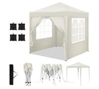 WOLTU Tonnelle de Jardin 2x2m Pop up Tente Pliante avec Sacs de Sable Beige | UPF 50+ UV, imperméable, hauteur ajustable, vent stable, avec sacs de sable, Jardin