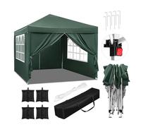 WOLTU Tonnelle de Jardin avec 4 Sacs de Sable Tente Pliante Auvent Pliable Imperméable Protection du Soleil UV 50+ avec Un Chiffon Sac de Transport Inclus Hauteur Réglable 3x3m Vert