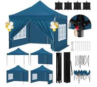 WOLTU Tonnelle de Jardin Extérieur avec Le Toit en Forme Pointue, Tente de Réception Imperméable, Pergola, Barnum Pliant, 4 Parois Latérales Amovibles et 4 Sacs de Sable, Hauteur Réglable,Bleu