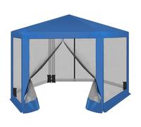 WOLTU Tonnelle de Jardin Extérieur avec Moustiquaire et 4 Sacs de Sable, Pergola de Jardin Extérieur, avec Parois Latérales en Maille, 3,8 x 3,3 m, Hexagonal, Bleu