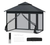 WOLTU Tonnelle de Jardin Extérieur - Pergola Pliante 3x3m - Moustiquaire Amovible - Double Toit Imperméable - anti UV - Anthracite