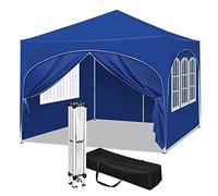WOLTU Tonnelle de Jardin Imperméable et Protection de UV, Tente Pliante 3x3m avec 4 Parois Latérales, Hauteur Réglable, avec Sac de Transport,Bleu
