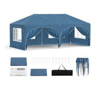 WOLTU Tonnelle de Jardin Imperméable et Protection de UV, Tente Pliante 3x6m avec 6 Parois Latérales, Hauteur Réglable, avec Sac de Transport,Bleu