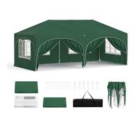 WOLTU Tonnelle de Jardin Imperméable et Protection de UV, Tente Pliante 3x6m avec 6 Parois Latérales, Hauteur Réglable, avec Sac de Transport,Vert