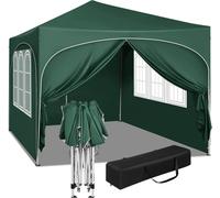 WOLTU Tonnelle de Jardin Imperméable et Protection de UV, Tente Pliante 3x3m avec 4 Parois Latérales, Hauteur Réglable, avec Sac de Transport,Vert