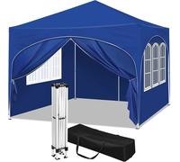 WOLTU Tonnelle de Jardin, Pergola Pliante 3x3m avec 4 Parois Latérales, Hauteur Réglable, Imperméable, Protection de UV, Bleu