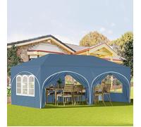 WOLTU Tonnelle de Jardin, Pergola Pliante, 3x6m avec 6 Parois Latérales, Barnum Hauteur Réglable, Imperméable, Anti-UV, Bleu