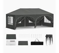 WOLTU Tonnelle de Jardin Pliable 3x6m avec 6 parois Gris