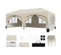 WOLTU Tonnelle de Jardin Pop up 3x6m avec 6 parois avec Sacs de Sable Beige