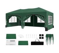 WOLTU Tonnelle de Jardin Pop up 3x6m avec 6 parois avec Sacs de Sable Vert | UPF 50+ UV, imperméable, hauteur ajustable, vent stable, 6 parois, Jardin