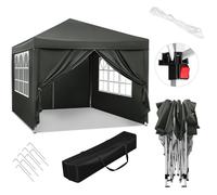 WOLTU Tonnelle de Jardin, Tente Pliante, Auvent Imperméable, Protection du Soleil UV 50+, Hauteur Réglable 3x3m, Gris