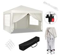 WOLTU Tonnelle de Jardin Tente Pliante Auvent Pliable Imperméable Protection du Soleil UV 50+ avec Un Chiffon Sac de Transport Inclus Facile à Installer Hauteur Règlable 3x3m Beige