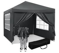 WOLTU Tonnelle de Jardin Tente Pliante Auvent Pliable Imperméable Protection du Soleil UV 50+ avec Un Chiffon Sac de Transport Inclus Facile à Installer Hauteur Réglable 3x3m Anthracite