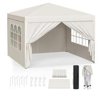 WOLTU Tonnelle de Jardin, Tente Pliante, Auvent Imperméable, Protection du Soleil UV 50+, Hauteur Réglable 3x3m, Beige