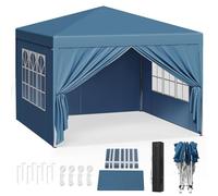 WOLTU Tonnelle Pliable 3x3m Bleu avec Un Chiffon Sac de Transport Inclus | UPF 50+ UV, imperméable, hauteur ajustable, vent stable, sac transport, Jardin