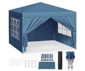 WOLTU Tonnelle Pliable 3x3m Bleu avec Un Chiffon Sac de Transport Inclus | UPF 50+ UV, imperméable, hauteur ajustable, vent stable, sac transport, Jardin