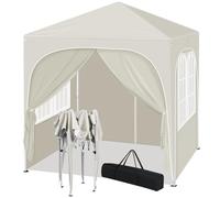 WOLTU Tonnelle Pliable Barnum Jardin 2x2m Pop up avec 4 parois Beige
