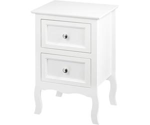 WOLTU TS119ws Table de Chevet en Design Rétro et Classique Table d'appoint pour Salon Table Basse avec 2 Tiroirs Table de Nuit en MDF Blanc