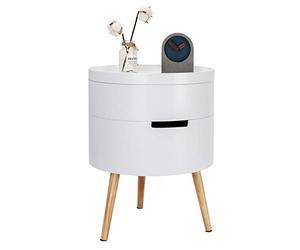 WOLTU TS50ws-1 Table de Chevet Table Basse avec 2 Compartiment de Rangement Plateau en MDF, 38x38x51cm, Blanc